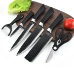 6 Pcs Stainless Steel Kitchen Knife Set Chef Knives Slicing Knife Set Meat Cleaver Fruit Knife Peeler Scissors