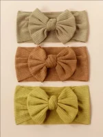 3pcs/Set Wholesale Knitted Children Hairband Solid Color Strips Cute Bow Headband For Infant Baby Kids Sport Hair Accessories - Image 4