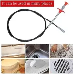 Metal 90cm Flexible Wire brush Hand Kitchen Sink Cleaning Hook Sewer Dredging Device Spring Pipe Hair Dredging Tool Metal wire brush - Image 2