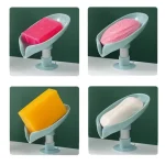Newstyle Leaf Shape Soap Box Drain Soap Holder Box Bathroom Shower Soap Holder Dish Storage Plate Tray Bathroom Supplies Bathroom Gadge - Image 4