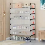 4/5/6/7 Layer Shoe Rack Stainless Steel Stackable Shoe Rack Organizer with Cover - Image 3
