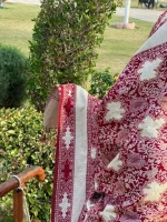 Maroon (brownish-red) Kashmiri Zari Shawl/Chadar For Girls and Women - Image 3