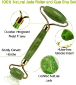 (Original Stone) Jade Roller and Gua Sha Set, Beyond Jade Face Roller - Face Massager, Facial Roller for Skin, Eyes, Neck - Noiseless Design - Jade Roller & Guasha Reduce Puffiness and Improve Wrinkles - Guasha Stone Self Care Gift for Man Women - Image 3