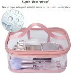 Transparent Cosmetic Portable Makeup Pouch Waterproof Travel Hanging Organizer Bag (Pink)
