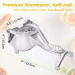 Imported Fruit Press Orange Juice Squeezer, Manual Fruit Squeezer, Handheld Lemon Lime Squeezer, Heavy Duty Aluminum Metal, High Juice Yield for Pomegranate Watermelon Grapefruit 720 Gram - Image 3