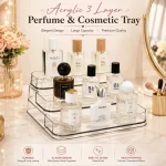 3 Layers Acrylic Perfume & Cosmetic Organizer Tray | Luxury Clear Makeup Storage Rack | Vanity Countertop Organizer for Perfume, Skincare, Cosmetics & Bathroom Essentials - Image 3