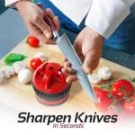 Kitchen Knife Sharpener with Non-Slip Suction Cup, Professional Two Stage Tungsten Carbide Kitchen Knife Sharpener Tool - Image 4
