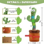 Dancing Cactus Talking Toy Kids Children Plush Electronic Toys Baby Singing Wriggle Voice Recording Repeats What You Say LED Lights Toddler Educational Funny Gift - Image 5