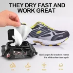 Shoe Wipes, Premium Sneaker Cleaner, Sneaker Cleaner Wipes, Travel-Friendly, Disposable Shoe Cleaning Wipes, White Shoe Cleaner, Textured Shoe Cleaner Wipes 80Pcs - Image 2