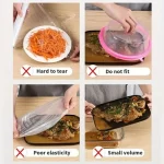 100Pcs Elastic Plastic Food Covers | Stretchable Transparent Bowl Lids for Food Storage | Disposable & Reusable Cling Film Wrap | Kitchen Fresh-Keeping Dish Covers for Plates, Fruits, Containers, Fridge, Picnic, Outdoor Use - Image 2