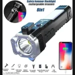 Multifunction 8in1 Portable Led Flashlight Rechargeable LED Torch Flashlight | Car Emergency Tool with Window Breaker Hammer | Cutter | Flashlight Household Rechargeable Ultra Strong Outdoor Bright Led Flashlight - Image 2