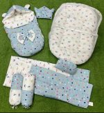 New APC Quality Soft Baby Set Complete Bedding 7 Pcs Set - 7 Pcs Include: 1 Mattress 1 Quilt / Comforter 1 Sleeping Bag / Carry Nest 1 Headshaper Pillow 1 Normal Pillow and 2 Cushions - Baby Bistar Gaddi Sleeping Bag Bed Gift Best