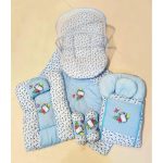 High Quality Super Soft Fluffy Baby Set Complete Bedding 9 Pcs Set - 7 Pcs Include: 1 Baby Bed w Mosquito Net 1 Quilt / Comforter 1 Sleeping Bag / Carry Nest 1 Headshaper Pillow 1 Normal Pillow and 2 Cushions - Baby Bistar Gaddi Sleeping Bag Bed Gift Set