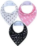 GP High Quality Cute Baby Triangle Bib with Button Tikon Bib Kids Cotton Bandana Bibs Feeding[RANDOM COLOUR+RANDOM DESIGNS]
