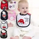GP High Quality Waterproof 100% Cotton Baby Bibs with Embroidered Prints Adjustable Magic Tapes[RANDOM COLOUR+RANDOM DESIGNS]