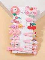 Tawakkal Mart 10 PCS Children Hair Accessories Baby Hair Clips PINK Girls Hairgrips Cute Rainbow