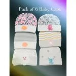 GP Pack of 6 Newborn Baby Caps For Kids (0-3 Months)[RANDOM COLOUR+RANDOM DESIGNS]