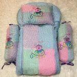 GPHigh Quality Smart Baby Sleeping Bag with 1 Pillow 2 Cushions Embroidered Print Two Tone[RANDOM COLOUR+RANDOM DESIGNS]