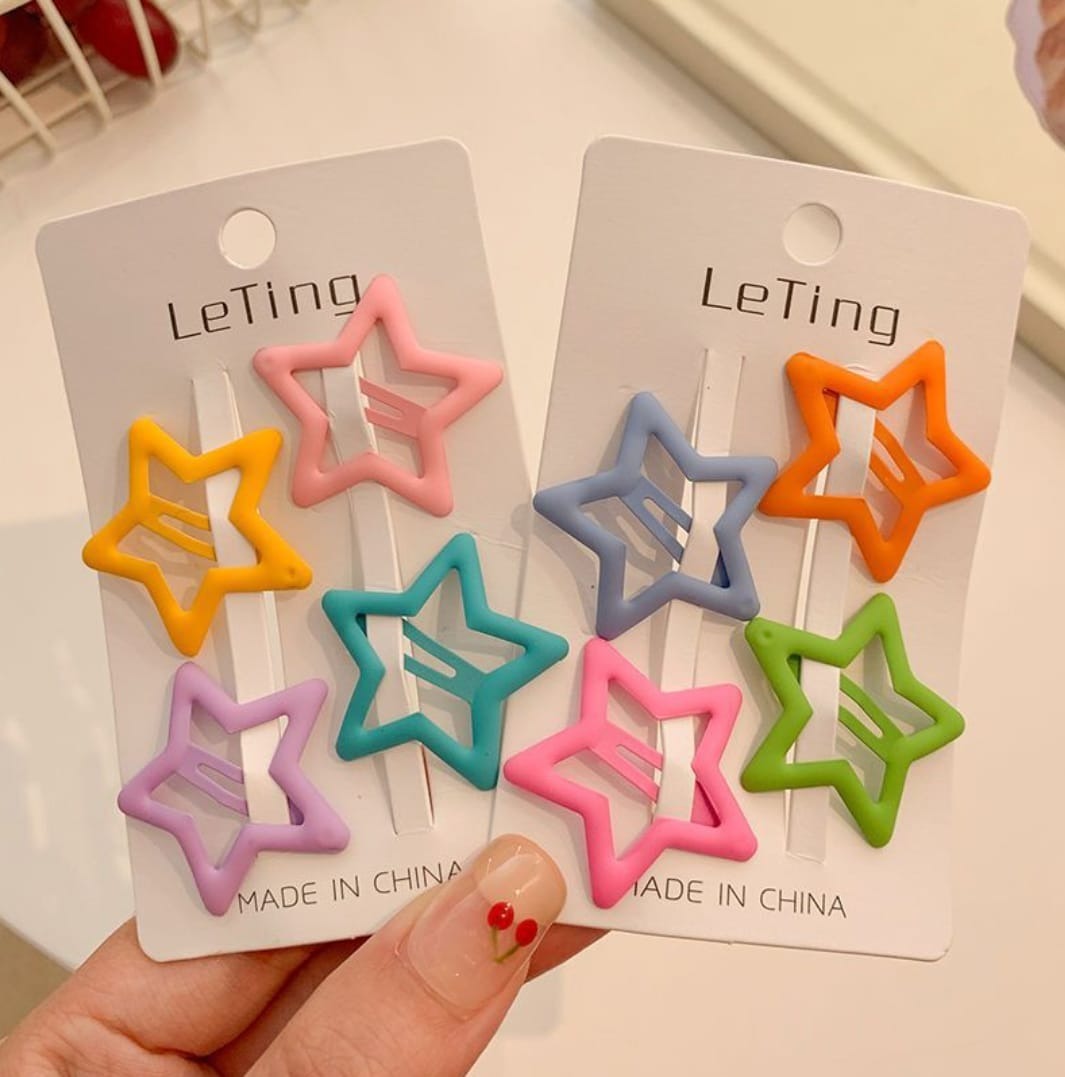 imgi_51_acd136120faf40e508508708676e7c08 Tawakkal Mart 8 Pcs Children Cute Colors Geometric Stars Heart Ornament Hair Clips Girls Lovely Sweet Hairpins Kid Hair Accessories - Image 1