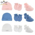GP -3Pcs/Set Newborn Hat Gloves Socks Set For Baby Boy Girl Cotton Cap Beanie Soft Infant Nightcap