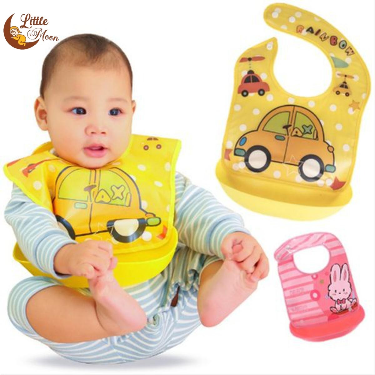imgi_51_bf6743bfebc43982ff778730ebf19923 Tawakkal Mart Baby Folding Plastic Rubber Baby Bib Napkin Washable & Waterproof Bib With Silicone Bowl Multicolor - Image 1