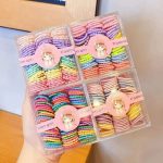 Tawakkal Mart 100pcs/Bag Childrrrren Cute Candy Cartoon Solid Rubber Bands Girls Lovely Colorful Elastic Hair Bands Kids Sweet Hair Accessories By Tawakkal Mart