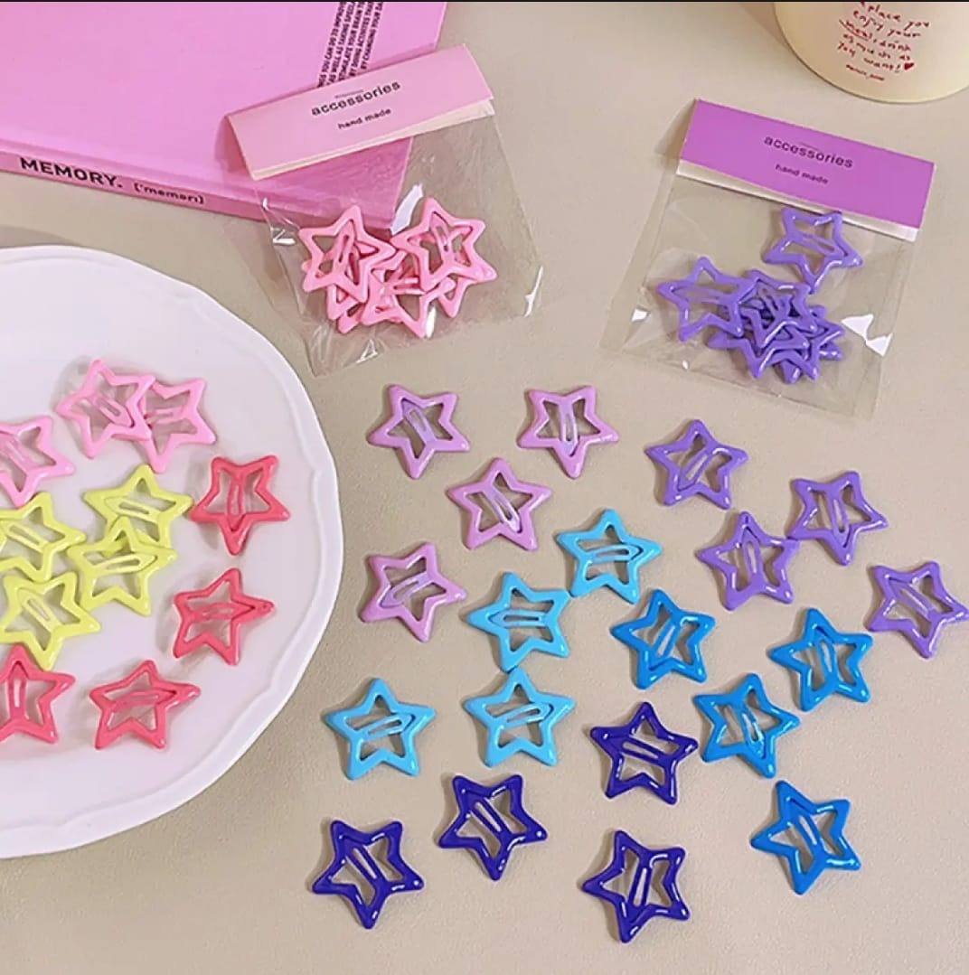 imgi_52_78596e0e112b8a08e43af7854e6ae780 Tawakkal Mart 6pcs Colorful Metal Bb Clips Y2K Student Side Clip Five-pointed Star Mini Hairpins Children's Hair Accessories Yao Store - Image 1