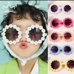 badgeSummer Children Girls Flower Sunglasses Cute Acrylic Flower Outdoor Sun Protection Sun Glasses Kids Girls Boys UV400 Eyewear