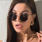 Eldorado Trendy Metal Frame Sunglasses/ Retro Polygon Gradient Mirror Sunscreen Sunglasses - Image 2