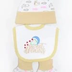 GP badgePack of 3 Newborn Bib, Cap And Booties Set Light Greenish Cyan