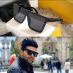 Guru Randhawa Oversize Square Fashion Sunglasses For Men Full Black and Brown / Glasses for Mens