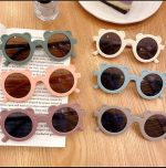 Fashion Round Children Sunglasses Classic Cute Bear Cartoon Sunglasses Girls Boys Kids Sun Glasses UV400 Protection Eyewear Baby Shade Glasses