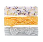 3 Pcs/Set Rabbit Ear Elastic Baby Headband Flower Printed Bows Kids Turban Girls Hair Accessories