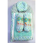 Baby sleeping Bag With Head Pillow And 2 Support Pillow In Green Color