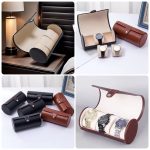 3 Slots Watch Organizer – PU Leather Travel Watch Storage Roll Box