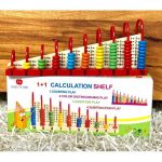 Abacus Calculation Shelf Mathematics Shelf 1+1 Vertical Abacus Calculation for Kids Pre School Kids Teaching Aid Counting and Stacking Wooden Math Toy