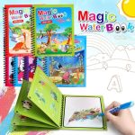 Water Drawing Book - Magic Water Reusable Doodle Book with pen for Kids to Learn and Develop Art Ability