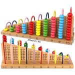 Abacus Calculation Shelf Mathematics Shelf 1+1 Vertical Abacus Calculation for Kids Pre School Kids Teaching Aid Counting and Stacking Wooden Math Toy - Image 3