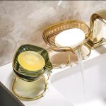 HOTTEST SALE Plastics Light Luxury Soap Holder for Bathroom Leaf Shape Self Draining Soap Dish with Metal Bracket Bathroom Accessories EACH ONLY IN RS (449)