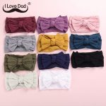 5Pcs/Lot Bow Baby Headband Soft Elastic Nylon Girl Hair Band Solid Color Bowknot Kids Turban Headwear Baby Hair Accessories - Image 5