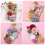 10Pcs/Set Floral Bowknot Baby Headband Autumn Cartoon Animal Infant Hair Band Soft Elastic Pearl Chiffon Lace Kids Girl Headwear