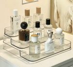 3 Layers Acrylic Perfume & Cosmetic Organizer Tray | Luxury Clear Makeup Storage Rack | Vanity Countertop Organizer for Perfume, Skincare, Cosmetics & Bathroom Essentials - Image 4