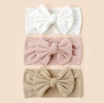 3pcs/Set Wholesale Knitted Children Hairband Solid Color Strips Cute Bow Headband For Infant Baby Kids Sport Hair Accessories