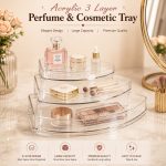 3 Layers Acrylic Perfume & Cosmetic Organizer Tray | Luxury Clear Makeup Storage Rack | Vanity Countertop Organizer for Perfume, Skincare, Cosmetics & Bathroom Essentials - Image 5