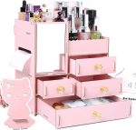 Saturey 3 Layers Wooden Holder Large Cosmetic Makeup Jewelry Lipsticks Storage Organizer Case Storage - Image 2