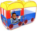 School Bus Tent for Kids - Big Size Pop Up Bus Shaped Tent House Playhouse Folding Tent Bus Shape 54 X 37 X 27 Inches (Red, Yellow)