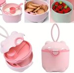 Portable Milk Powder Storage Box, Food Container, Milk Powder Snack Storage Box , Portable Milk Powder Dispenser Container with Carry Handle and Scoop, Non-Spill Baby Snack Storage Container for Travel, Home, BPA Free, Pink - Image 3