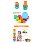 11 Piece Stacking Cups Stackers Pre-school Learning Toy Colorful Stacking Cups Tower Pyramid - Image 3