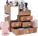 Saturey 3 Layers Wooden Holder Large Cosmetic Makeup Jewelry Lipsticks Storage Organizer Case Storage - Image 3