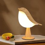 NC - Bird LED Touch Table Lamp Cute Wooden Bird Night Light for Bedroom & Desk
